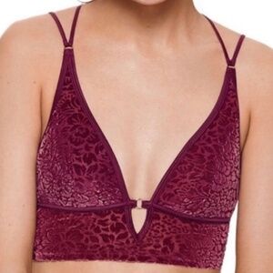 EUC Victoria's Secret PINK Lightly Lined Bralette Burgundy Velvet Size Small